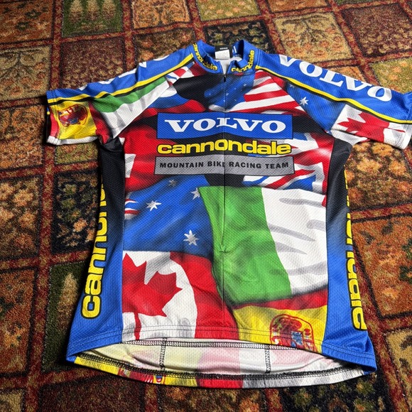 Cannondale Tops - Vintage Cannondale Volvo 3/4Zip Cycling Bike Racing Jersey MTB USA Made Mens L